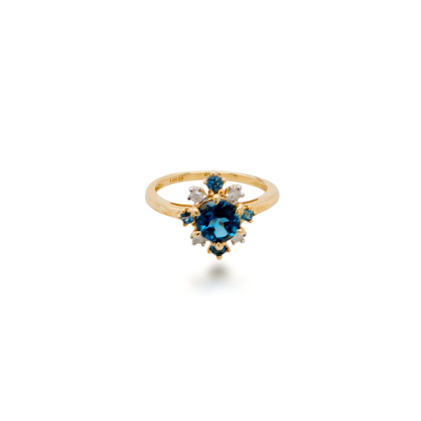 14K Yellow Gold Diamond and Topaz Ring