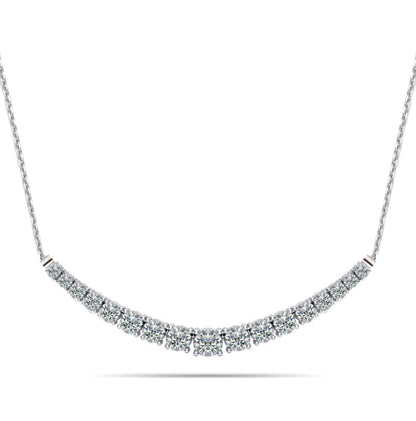 14K 17 Stone Lab Grown Diamond Graduated Tennis Bar Necklace