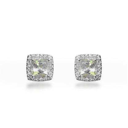 14K Diamond and Green Amethyst Stud Earrings