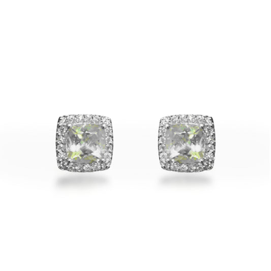 14K Diamond and Green Amethyst Stud Earrings