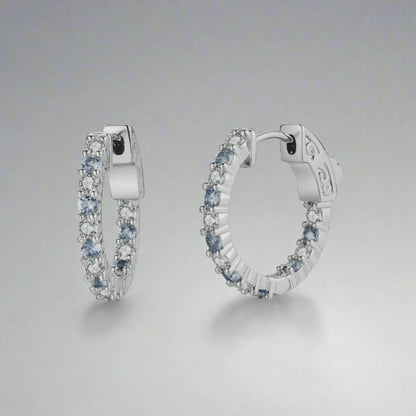 Surgical Steel Alternating Light Colorful and Clear CZ Hoop Earrings