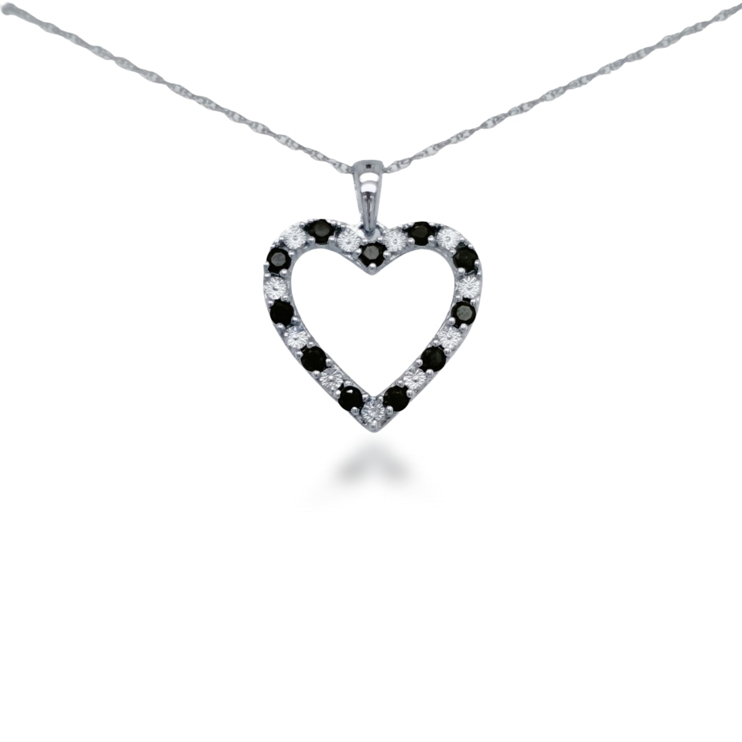 10K Gold Diamond and Sapphire Heart Necklace