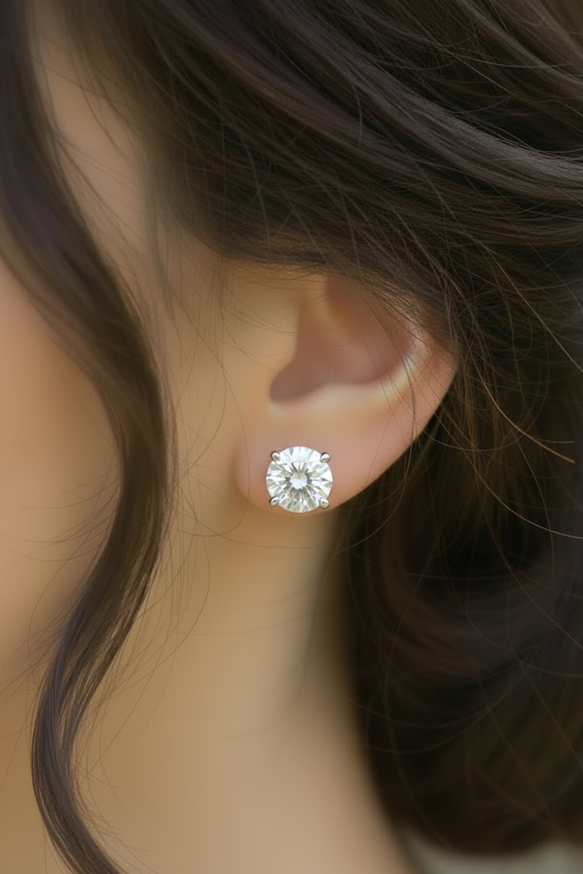 14k Lab Grown Diamond Solitaire Stud Earrings