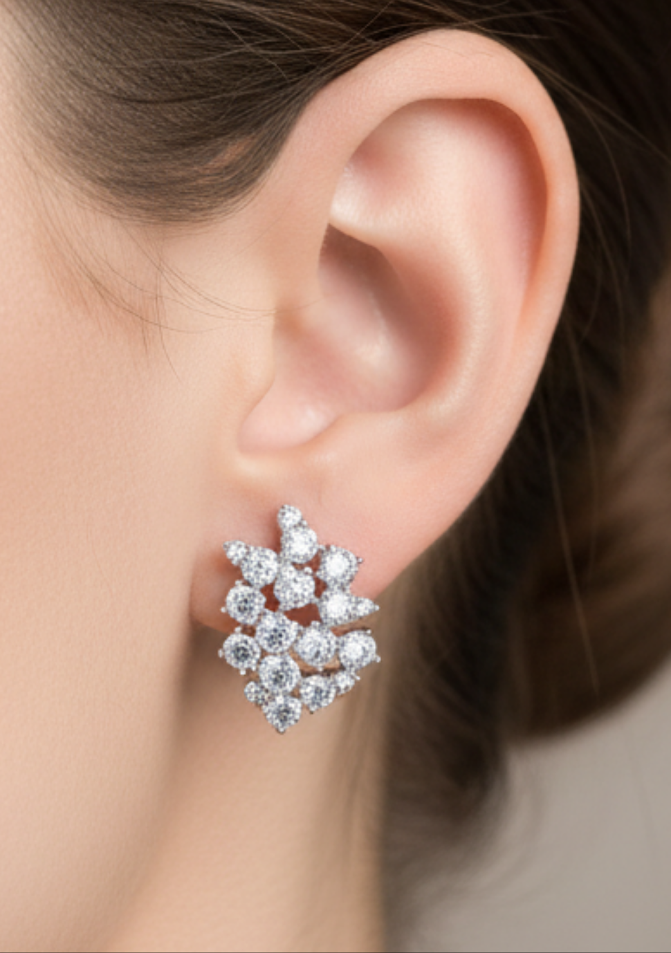 Sterling Silver Small Cluster CZ Stud Earring