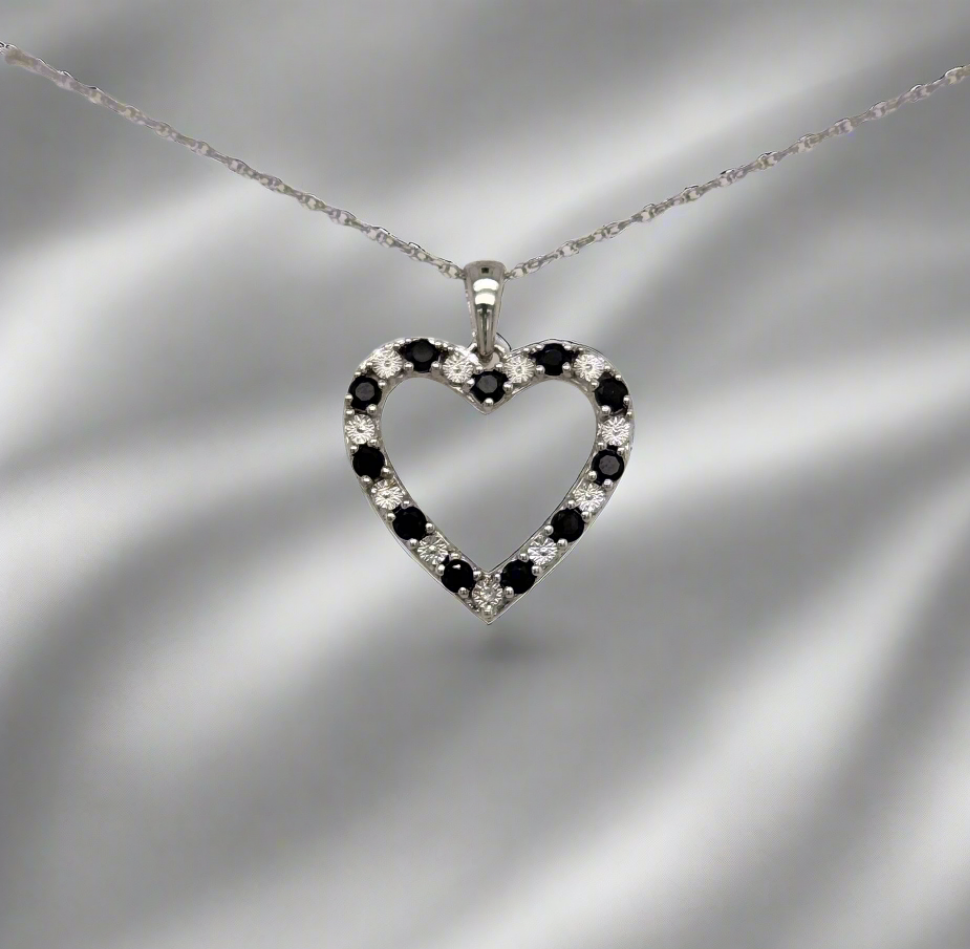 10K Gold Diamond and Sapphire Heart Necklace