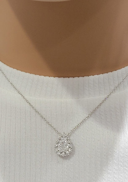 Sterling Silver Pear Shaped Micropave Solitaire Necklace