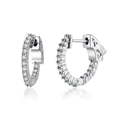 Surgical Steel Rhodium Plated Micropave CZ Hoop Earrings