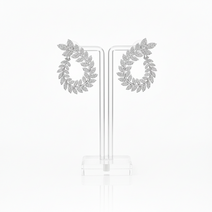 Sterling Silver Olive Wreath CZ Earring