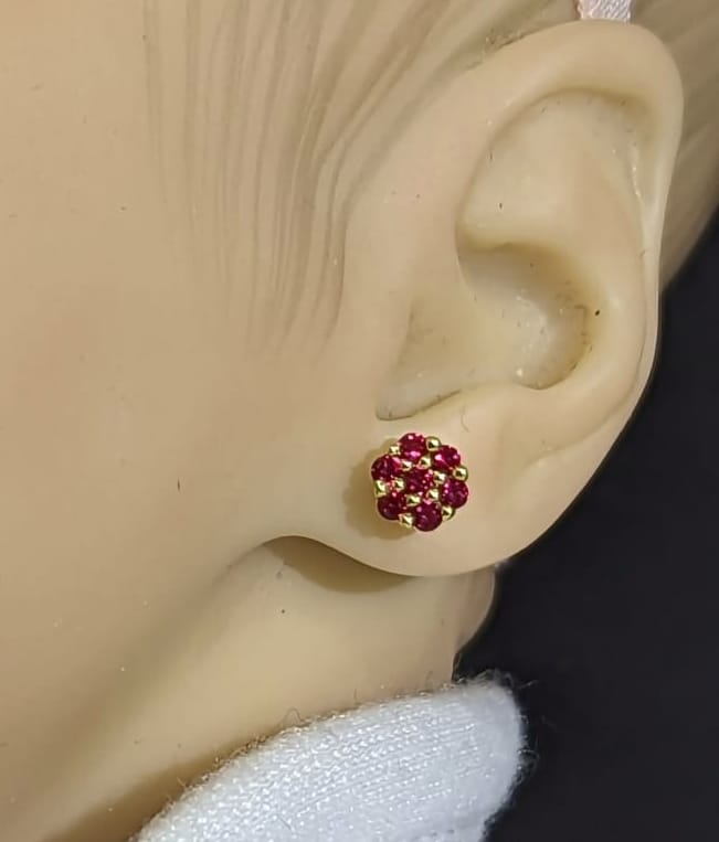 Surgical Steel Small 5mm Colored CZ Flower Stud Earrings