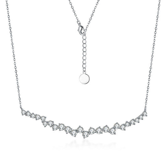 Sterling Silver Gold or Rhodium Plated CZ Sprinkled Bar Necklace