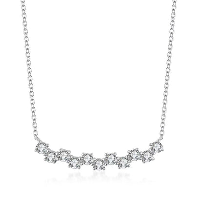 Sterling Silver CZ "Checkerboard" Bar Necklace