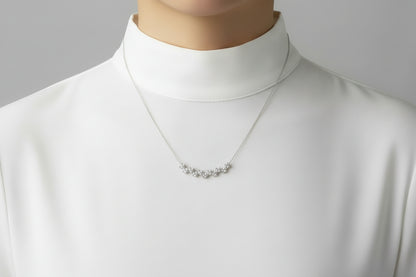 Sterling Silver CZ "Checkerboard" Bar Necklace