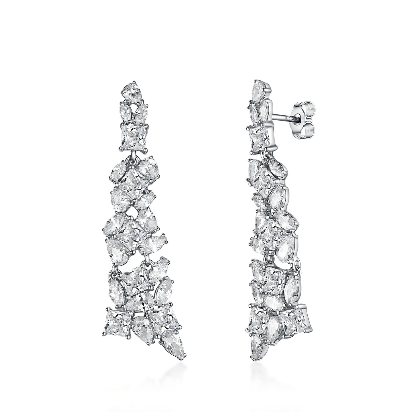 Sterling Silver Fancy Triangular CZ Earrings