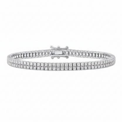Sterling Silver Clear CZ Double Tennis Bracelet