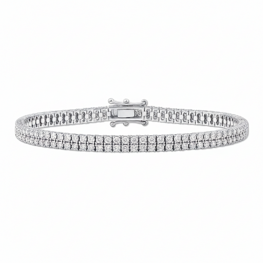 Sterling Silver Clear CZ Double Tennis Bracelet