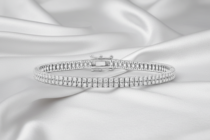 Sterling Silver Clear CZ Double Tennis Bracelet