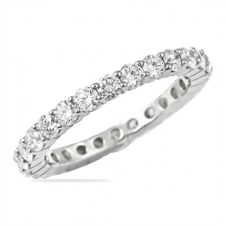 Sterling Silver 2mm Full CZ Eternity Band Ring