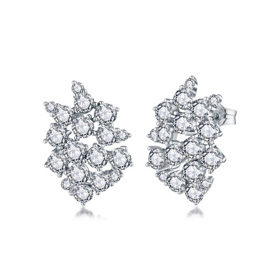 Sterling Silver Small Cluster CZ Stud Earring