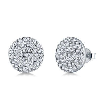 Sterling Silver 12mm Micropave Circle CZ Stud Earring
