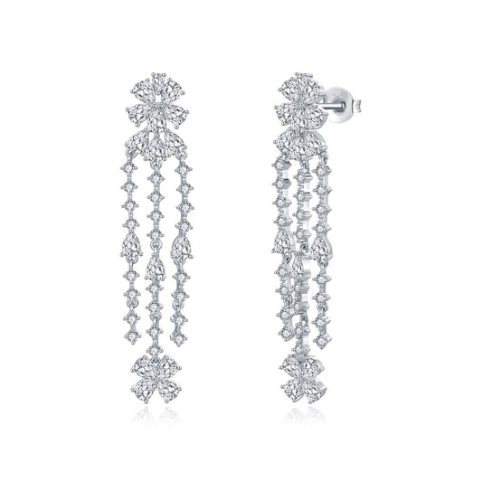 Sterling Silver Floral Chandelier Earrings