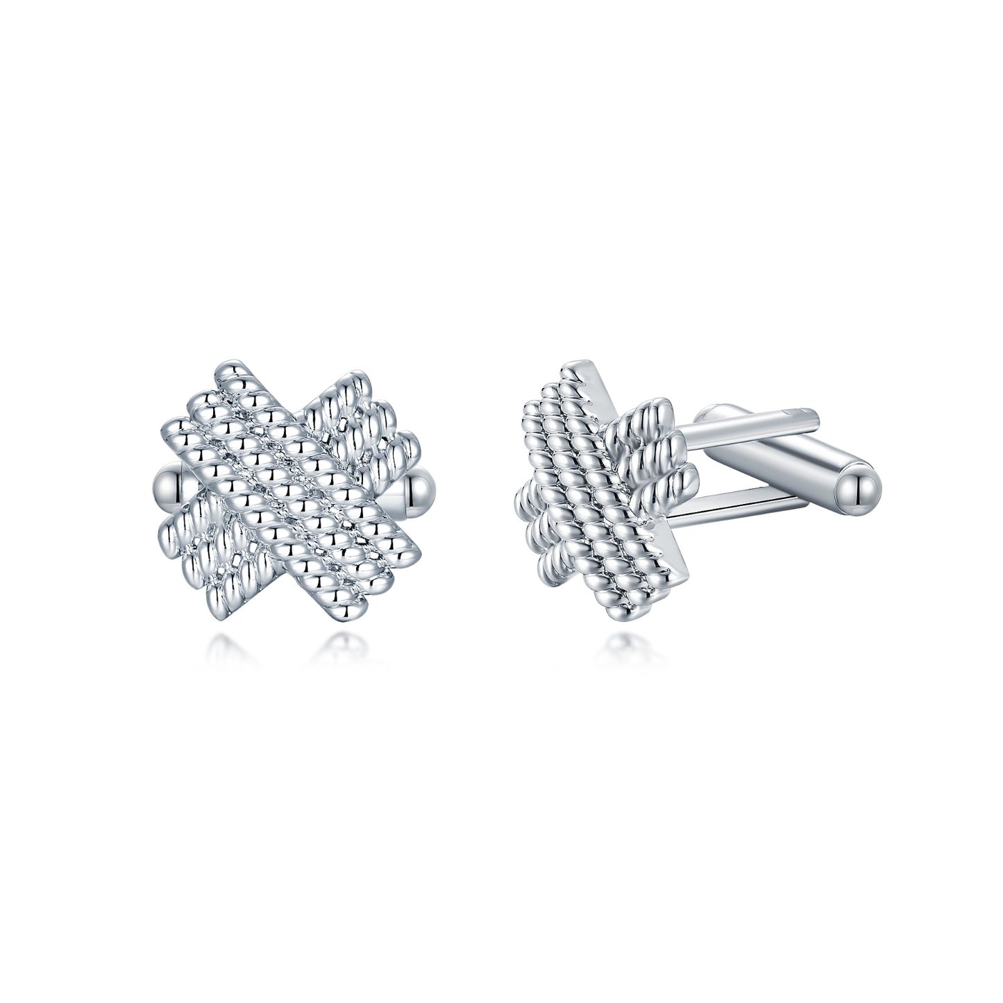 Rhodium Plated X Design Cufflinks