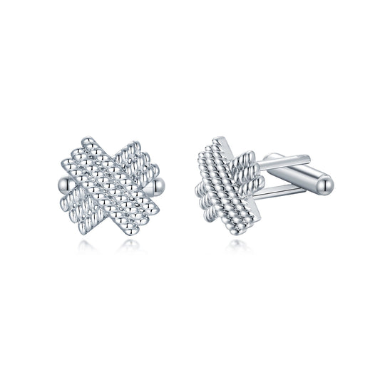 Rhodium Plated X Design Cufflinks