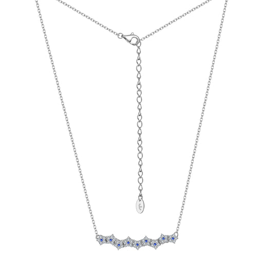 Sterling Silver 9 Linked Stars Bar Necklace
