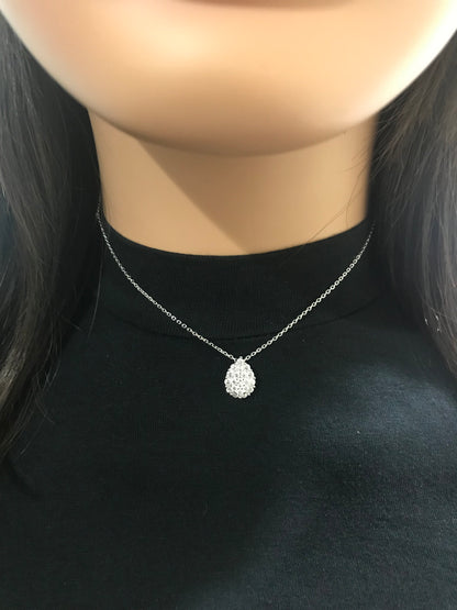 Sterling Silver Pear Shaped Micropave Solitaire Necklace