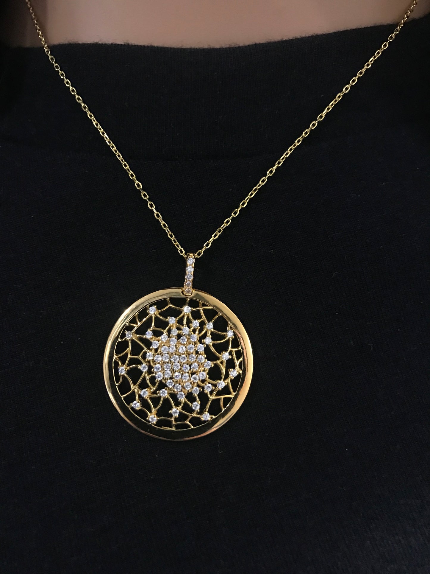 Rose Gold / Rhodium / Gold Plated Sterling Silver Sprinkled CZ Pendant Necklace