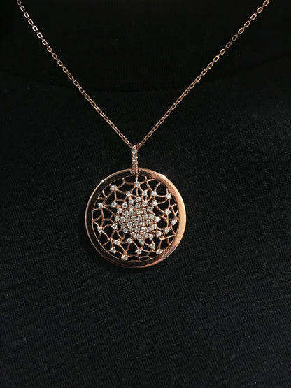 Rose Gold / Rhodium / Gold Plated Sterling Silver Sprinkled CZ Pendant Necklace