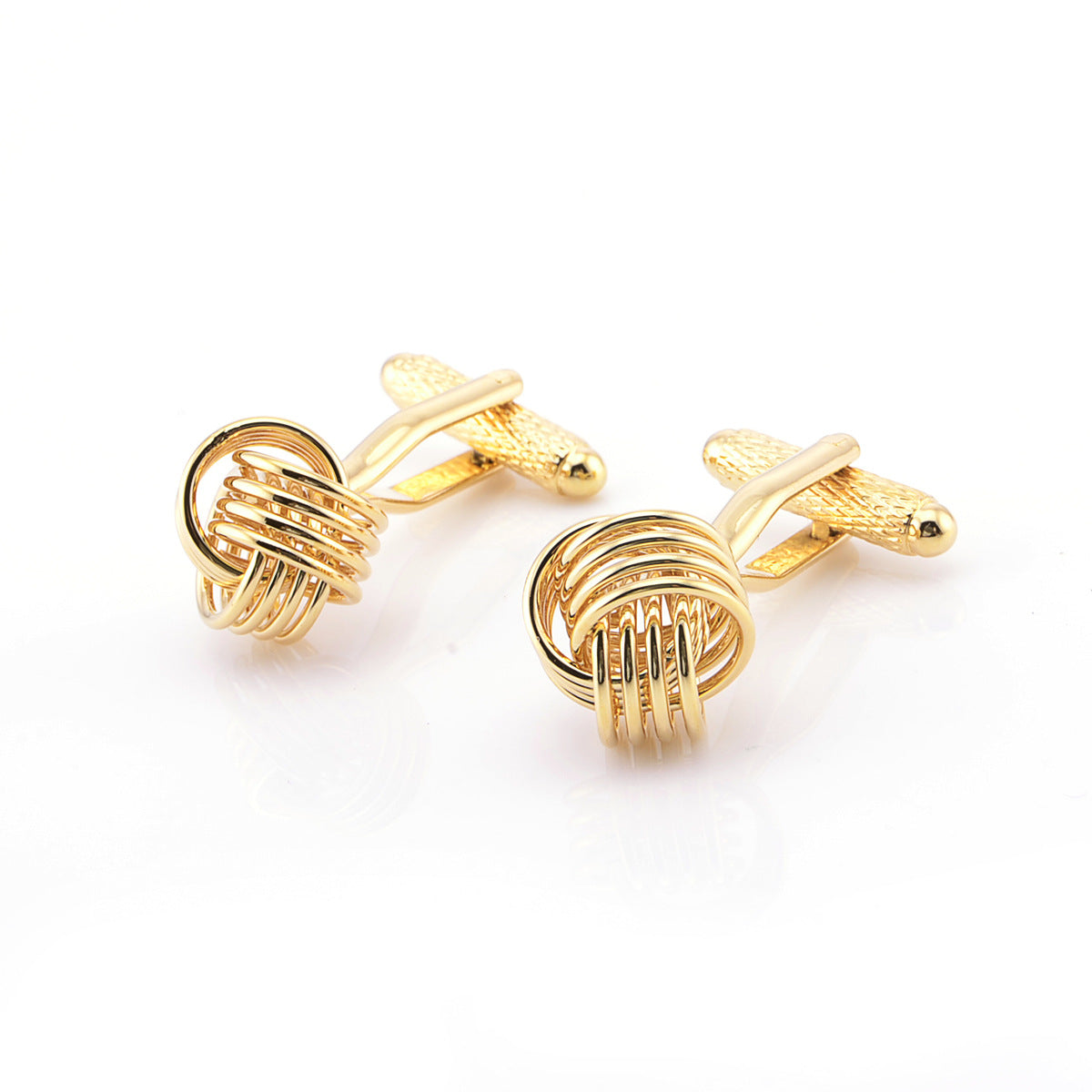 Gold-Plated Woven Knot Cufflinks