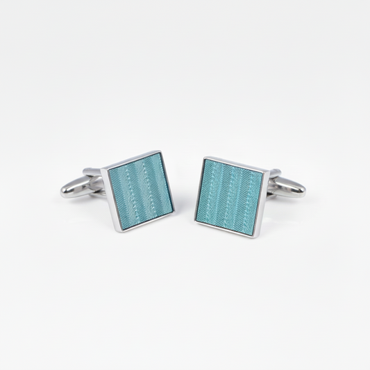 Light Blue/Green Striped Square Cufflinks
