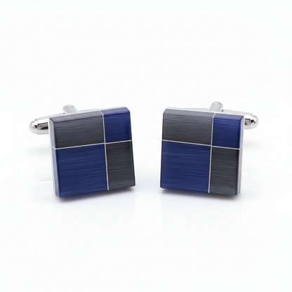 Blue Squares and Gray Rectangles Cufflinks