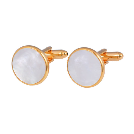 Round Shell Pearl Cufflinks