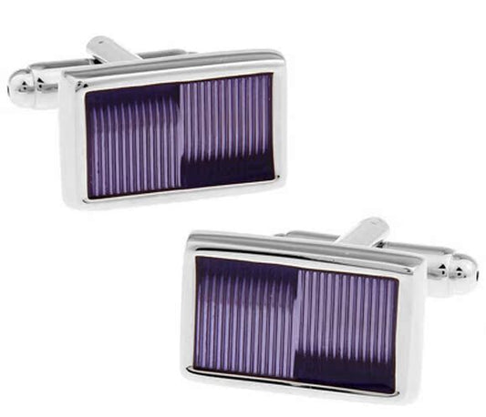 Purple Lines Squares Rectangular Cufflinks