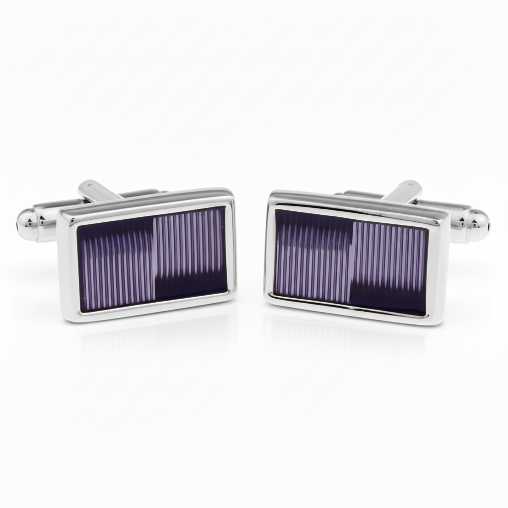 Purple Lines Squares Rectangular Cufflinks