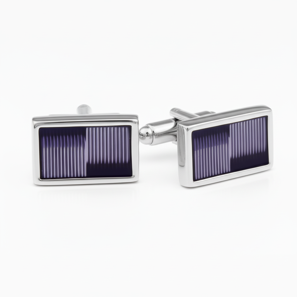 Purple Lines Squares Rectangular Cufflinks