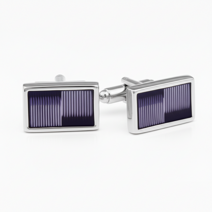 Purple Lines Squares Rectangular Cufflinks
