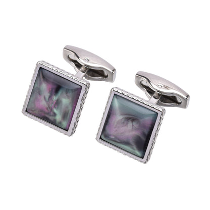 Square Colored Shell Pearl Cufflinks