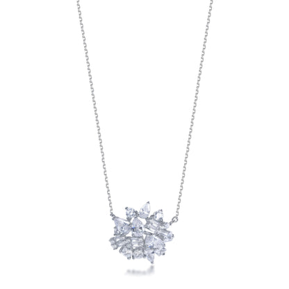 Sterling Silver Cluster Multi Shaped CZ Necklace