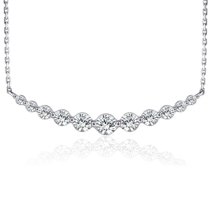 Sterling Silver Graduated CZ Two Prong Bar Necklace