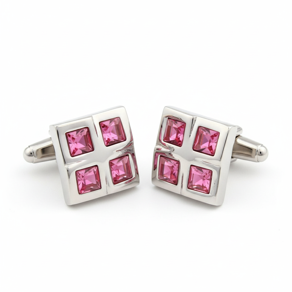 Four Pink Squares Cufflinks