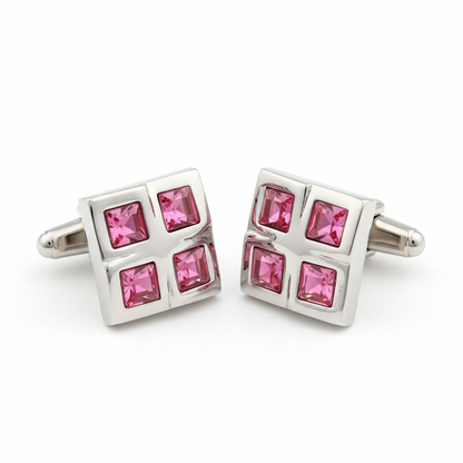 Four Pink Squares Cufflinks