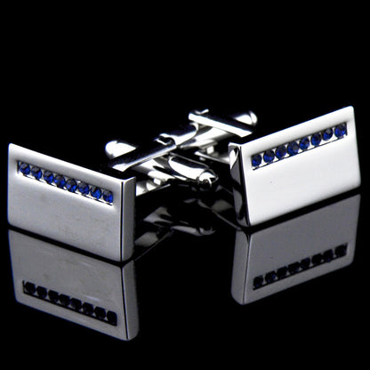 Rectangular Cufflinks with Blue Stone Stripe