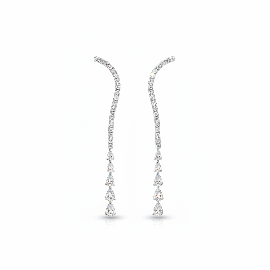 14K Lab Grown Diamond Tennis With Teardrop Earrings