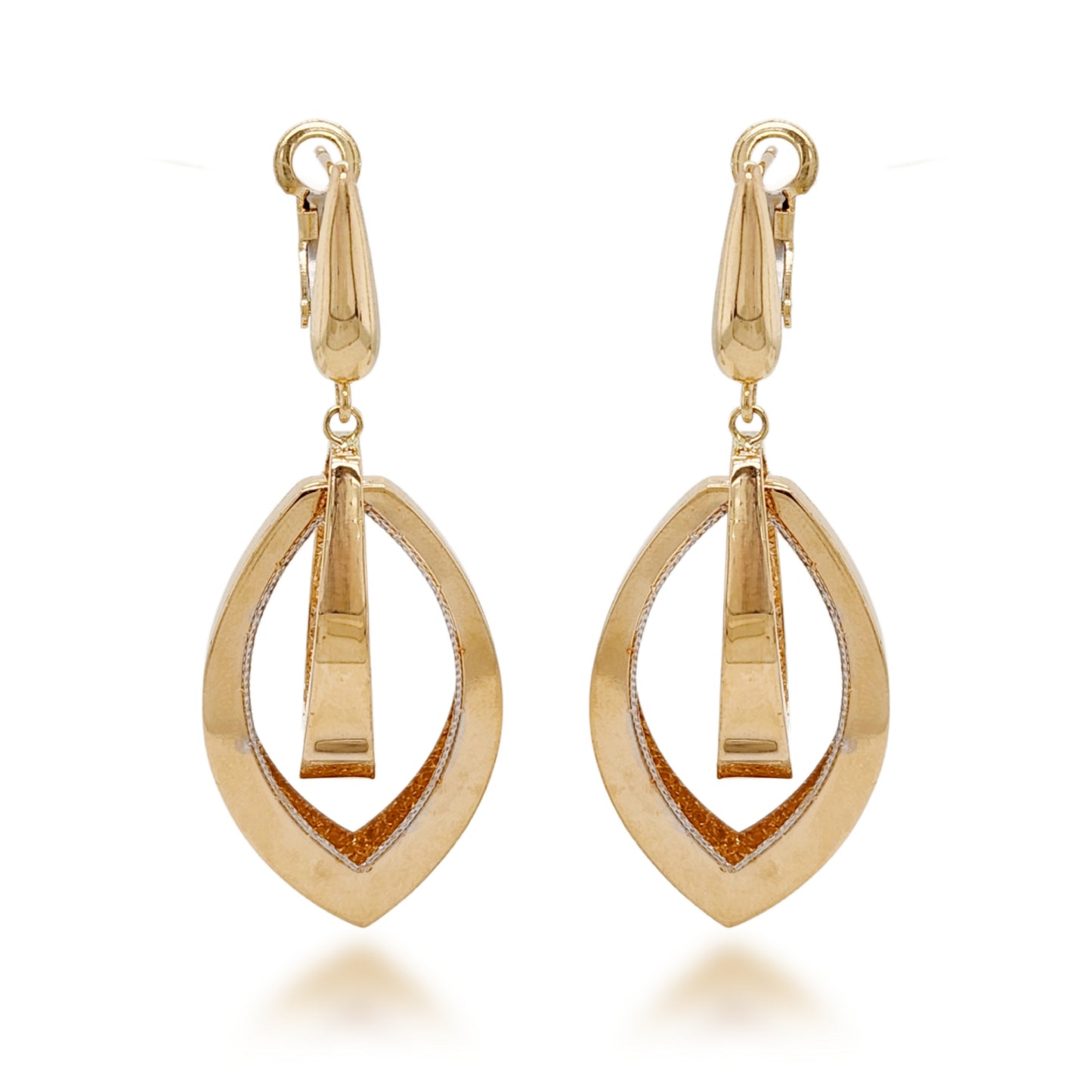 14K Gold Large Teardrop Diamond Cut Earrings