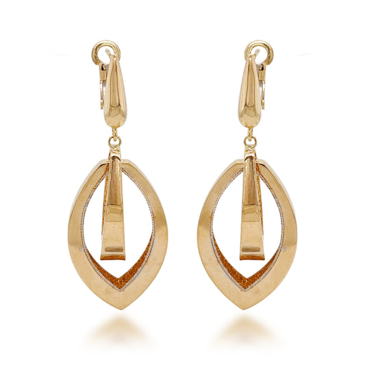 14K Gold Large Teardrop Diamond Cut Earrings