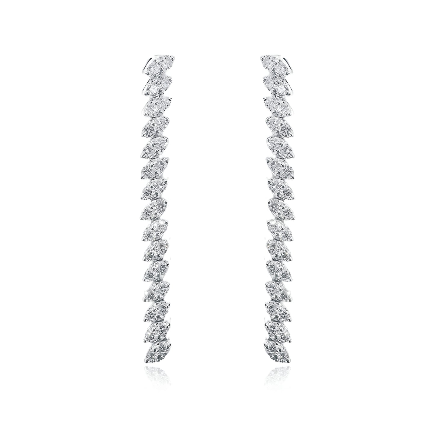 14K Lab Grown Diamond Marquis Shaped Setting Tennis Earrings