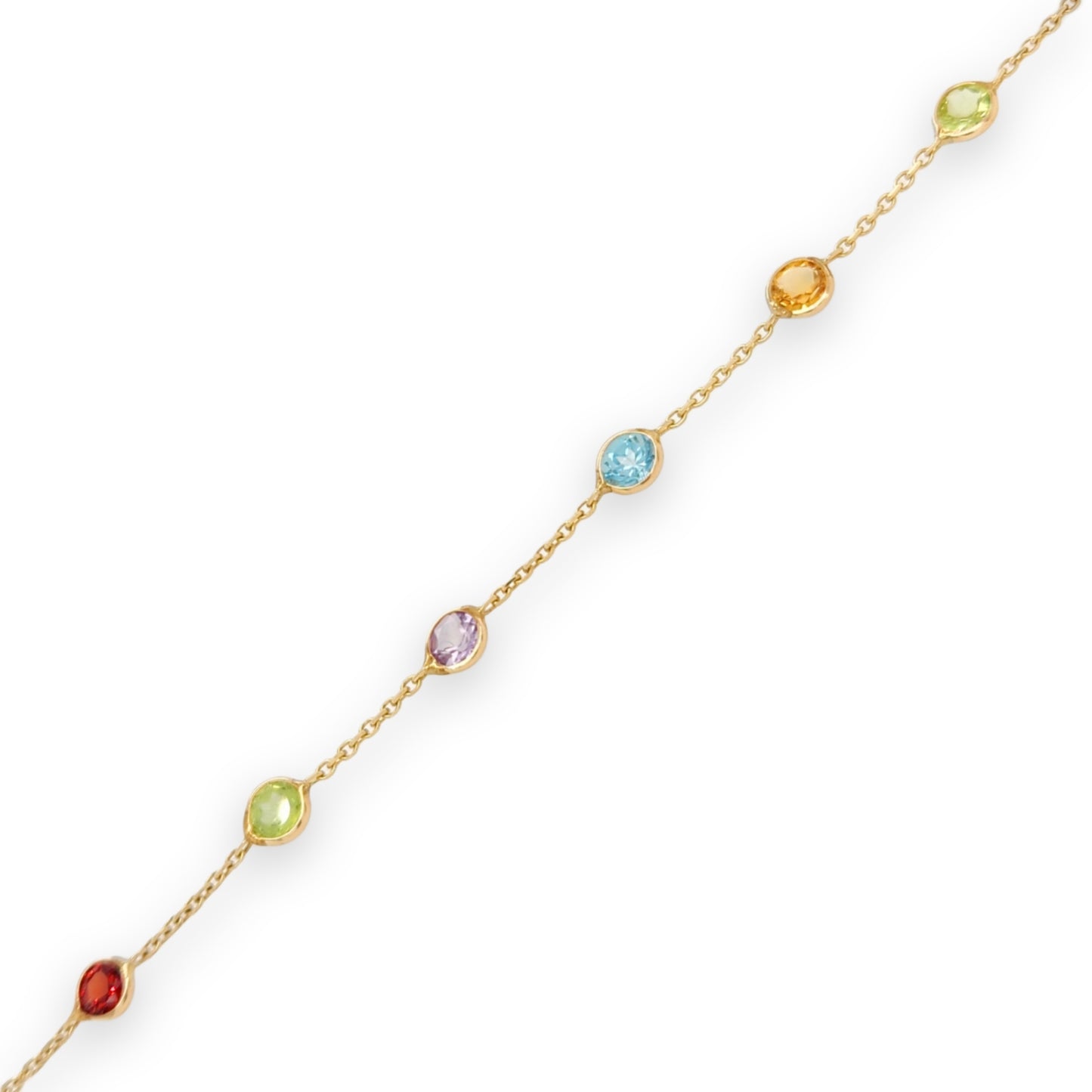 14K Small Multicolor Gemstone Bracelet