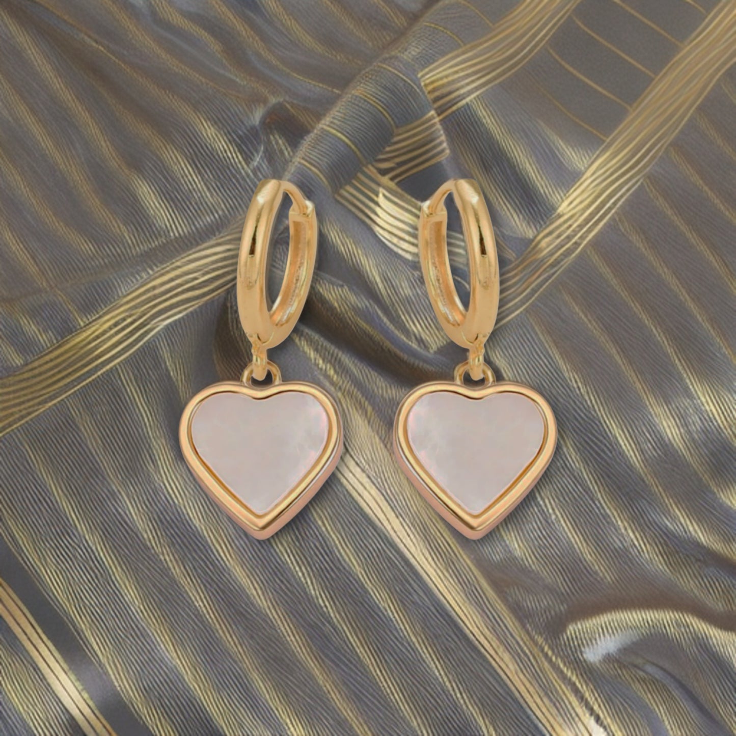 Surgical Steel Gold Plated Mother of Pearl Heart Earring